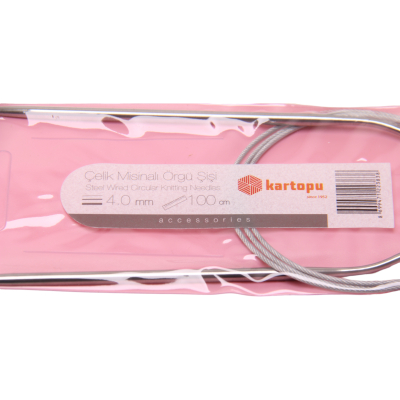 KARTOPU Rundstricknadel 4,0 mm Stahlseil 100 cm - 0