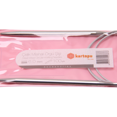 KARTOPU Rundstricknadel 6,0 mm Stahlseil 100 cm - 0