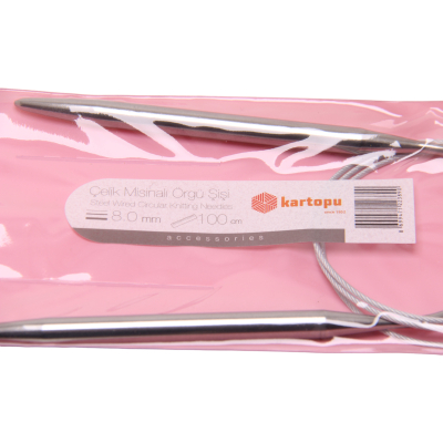 KARTOPU Rundstricknadel 8,0 mm Stahlseil 100 cm - 0