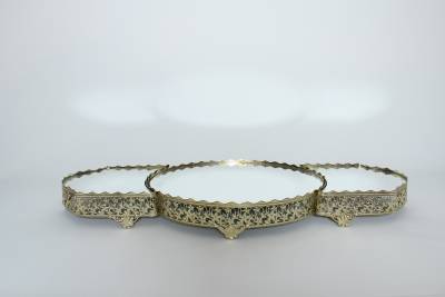 Spiegel-Tablett 3-teiliges Set - Gold - 0