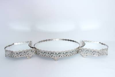 Spiegel-Tablett 3-teiliges Set - Silber - 1