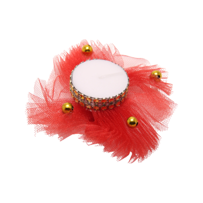 Handkerzen für Brautjungfern mit Tüll-Bommel 12 Stück – Rot - 0