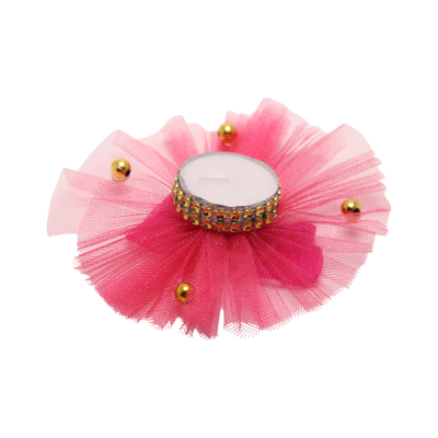 Handkerzen für Brautjungfern mit Tüll-Bommel – Pink - 12 Stück - 0