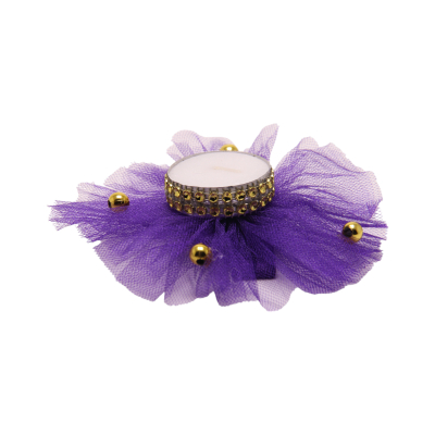 Handkerzen für Brautjungfern mit Tüll-Bommel - Lila - 12 Stück - 1