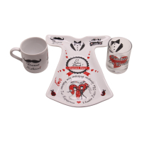 Bräutigam Kaffee-Set aus Porzellan mit lustigen Sprüchen