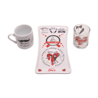 Bräutigam Kaffee-Set aus Porzellan mit lustigen Sprüchen