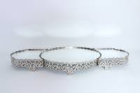 Spiegel-Tablett 3-teiliges Set - Silber